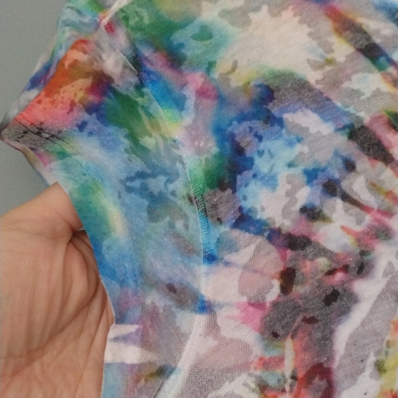 Clear See-Through Psychadelic Tie-Dye T-Shirt with Short Sleeves - Picture 2 of 4
